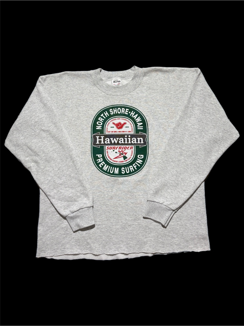 Vintage Murina Sweatshirt Men Large Hawaiian Surfrider Graphic 90s Heineken Surf